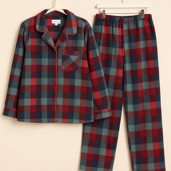 Pajamagram Cozy Women's Checkered Pajama Set - Red and Blue - Picture 1 of 10